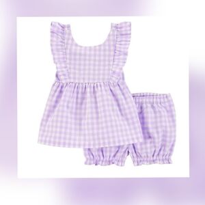 Purple💜Gingham Kids Dress Set~12M
